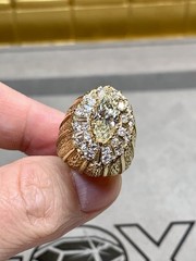Vintage 1960’s 18K 2.25ct Marquise Diamond Large Cocktail Ring 4.75ctw GIA