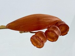 Vintage Russian Amber Factory Lily Of The Valley Amber Pin Brooch DAMAGED
