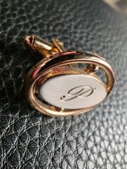 Vintage Hickok Monogram Initial P Gold Silver Tone Bullet Back Cufflinks Oval