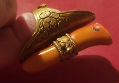 Antique Mexico Engraved Huge Natural Coral Adjustable Ring INCREDIBLE