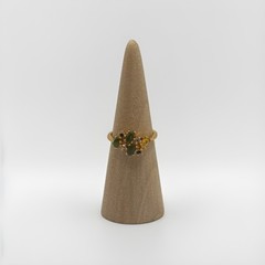 Vintage Gold Plate Cocktail Ring Size 8.5 Green Jade And Rhinestone