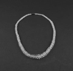 Vtg Art Deco Faceted Rock Crystal Glass Graduated Rondelle Disc Bead Necklace