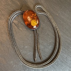 AB Signed Polish sterling silver 925 Baltic amber Massive 96g 36” Bolo Necklace