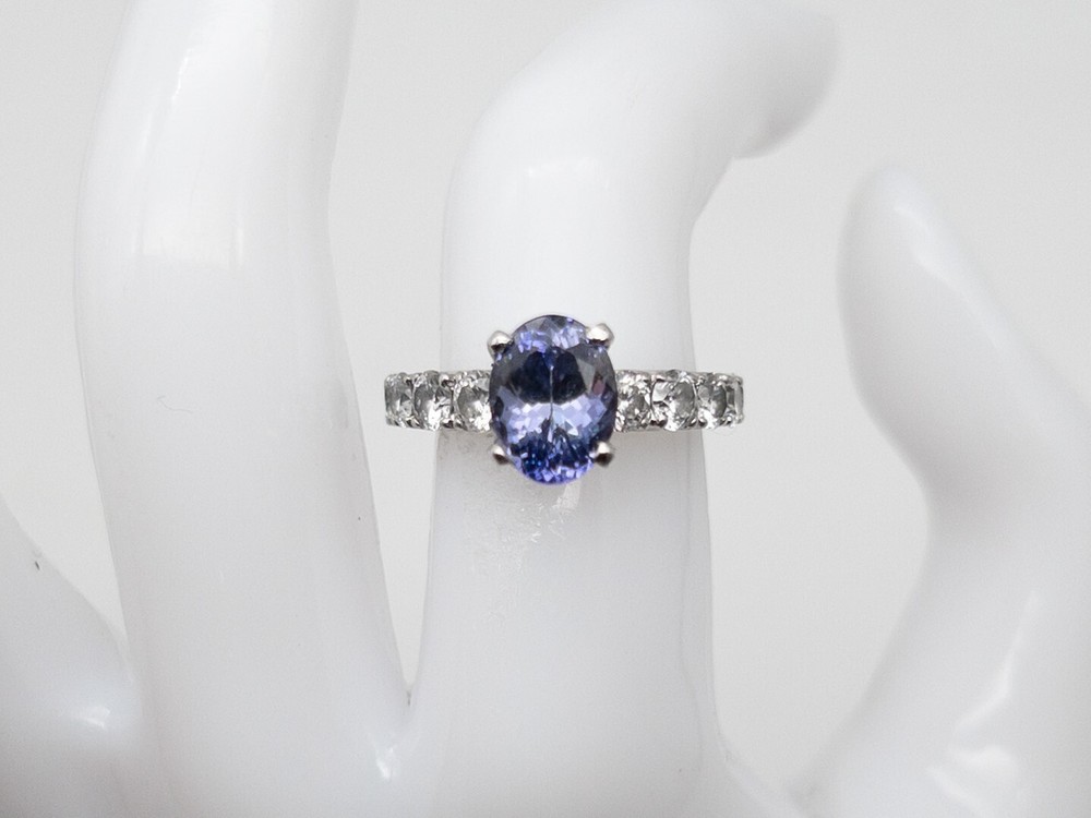 Designer $9000 4ct Natural Tanzanite VS G Diamond 18k White Gold Wedding Ring