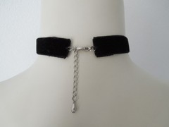 Velvet Choker Necklace Black Embroidered Rhinestone Folk Gothic 4.8 G/34.5-39Cm