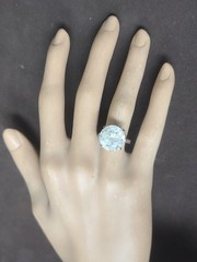 14k White Gold Vintage Filigree Engagement Ring 9.75CT.Natural Round Diamond Cut