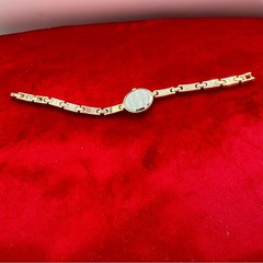 Vintage Gold-tone Bracelet Watch Black Dial Japan Quartz 1999 Rhinestone Links