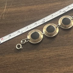 Vintage Sterling, silver, and black onyx bracelet Boma, 925 7 to 7.5″