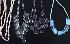 Vintage to Now Lot of 6 Mixed Materials Clear & Pastel necklaces