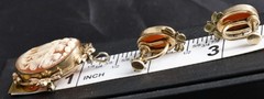 Van Dell Gold Filled CAMEO Brooch Pin Pendant w/ Earrings – Three Graces – WOW