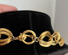 ANNE KLEIN Signed GOLD TONE DOUBLE-LINK CHAIN 15″ STATEMENT CHOKER NECKLACE!