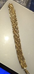 Vintage 925 Sterling Silver Gold Plated Multi Strand Herringbone Chain Bracelet