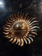 Vintage Monet Gold-Tone 3D Chrysanthemum Flower Broach