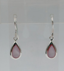 925 Pink Chalcedony Teardrop 1in Drop Earrings Sterling Silver Bezel Set Pear