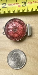 Vtg STERLING 925 2-strand Czech Button BOX CLASP ~ ROSE PINK BLUSH