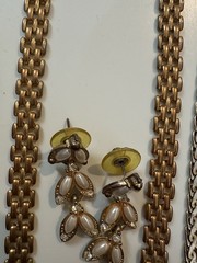 Vintage Costume Jewelry Lot 12 Pairs Earrings & 17 Necklaces Gold & Silver Tone
