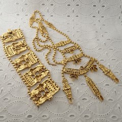 Book Juliana D&E for KJL Cast Urn Parure Bib Necklace Bracelet Egyptian Set