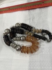 Vintage Necklace Chunky Coconut Shell Beads Glass Plastic Metal