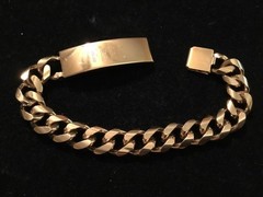 Vintage Speidel USA Mens ID Bracelet Gold Tone Curb Link Engraved -“FRED”- 8.5 “