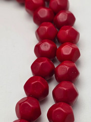 Vintage Double Strand Red Faceted Bead Necklace Box Clasp 18 In Classic