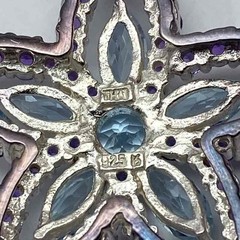 Sterling Silver 925 Amethyst Blue Topaz Ring Pendant Jewelry Lot 18.1g Size 6.25