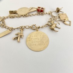 Vintage 1940’s 1950’s Horse Boat Charm Bracelet 14K Yellow Gold, 22.09 Grams