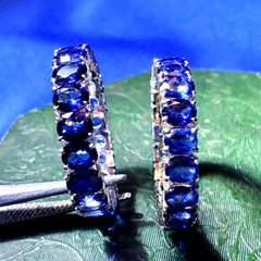 Original EARTH MINED SAPPHIRE Deco Band SOLID 14K GOLD Eternity Anniversary Ring