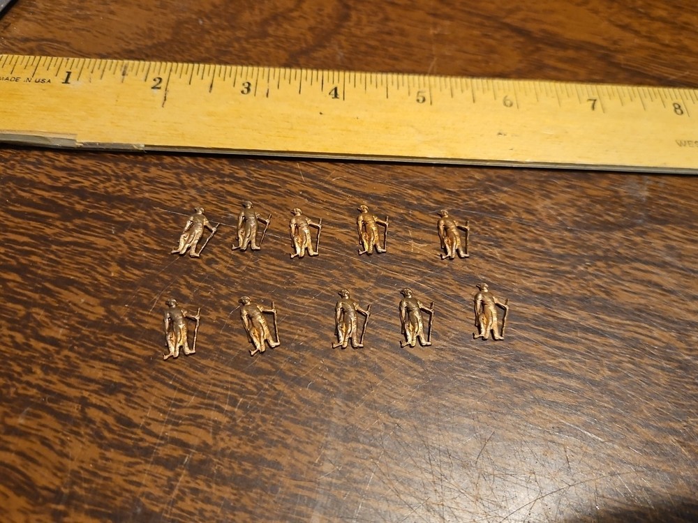 Lot Of 10 Mini Man W Fish France Vintage 60s Brass Stampings Findings Jewelry