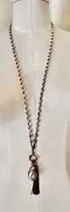 Vtg 35” Beaded Chain Necklace W Charms 20” Drop