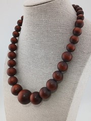 MID CENTURY moon glow brown graduated lucite beads necklace clip earrings set