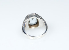 Antique Solid Silver Men’s Signet Ring Natural 5.50 ct Aquamarine Blue, 59
