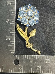 Vintage Edlee Blue Flower Brooch-Signed