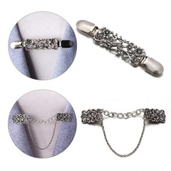 Vintage Flower Shawl & Cardigan Clip Brooch – Antique Zinc Alloy Sweater Collar