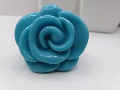 Vintage Plastic Lucite Molded Flower Ring~SIZE 8-8 1/2~TURQUOISE~1970’s~80’s