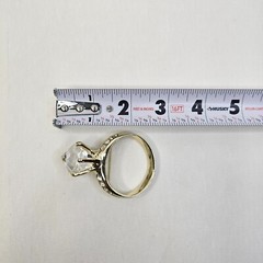 AJC Engagement Ring Brooch Gold Tone Clear Rhinestone Vintage Jewelry Pin
