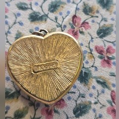 Gold and White Heart Pendant Vintage Monet Brand Pendant Only