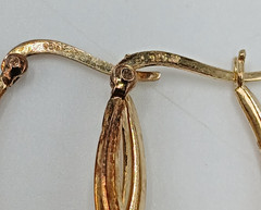 VTG 925 Oval Hoop Earrings 1in Drop Gold Vermeil on Sterling Silver 2.5g Estate
