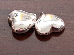 JONDELL SPAIN 925 Silver Puffy Hollow Double Love Dual Hearts Brooch Pin NEW