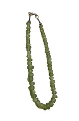 Vintage Chunky Green Prehnite Beaded Chip Nugget Necklace Handmade 18″ Choker