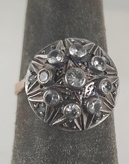 RARE Antique ESTATE 18K Band Sterling Top Spinel Stone Victorian Era Ring Sz 5.5