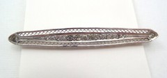 VTG Sterling Silver Art Deco Bar Pin with Cubic Zircons 6.1 Grams 2.5” Long