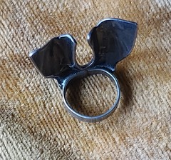 Vintage 1930’s Sterling Silver Cowboy Chaps Scarf Bandana Ring Americana