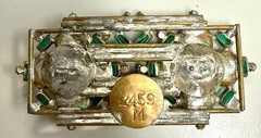 Vintage Art Deco Czech Emerald Cut Rhinestone Factory Prototype Brass 1930s