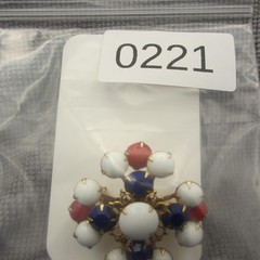Vintage Milk Glass Brooch Patriotic Red White Blue Prong Set Gold Tone