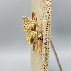 German 18K GF Sculpted Leaf Open Ring Brooch