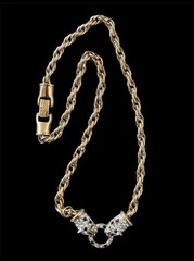 RARE Vintage Double Leopard Gold tone Crystal Necklace (signed Jackie Collins)
