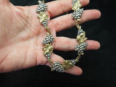 Vintage Two Tone Grape & Leaf Statement Necklace Wine Lover?