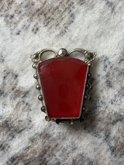 VTG Czech Art Deco Bohemian Red Stone BROOCH Pin 1930s Czechoslovakia TLC