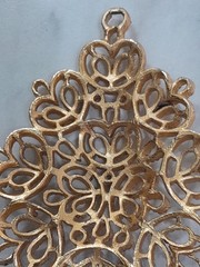 Gold Toned Filigree Pendant Unmarked 2.5 Inches Long
