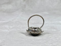 Woman’s Vintage Art Glass Cameo Ring Whiting & Davis Blue Iridescent Size 8.5